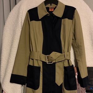 Tory Burch Tan and Black Trench Coat